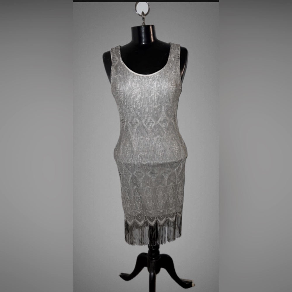 20s inspired fringe cocktail dress.